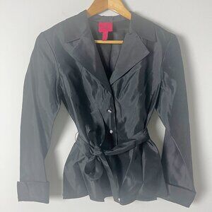 JS Collections Petite Satin Rhinestone Holiday Button Down Party Formal Top Blou